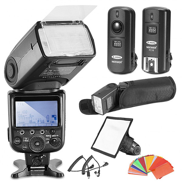 Neewer® MK910 Blitzgerät (I-TTL * High Speed Sync * 1/8000s HSS LCD Display Speedlite Master/Slave Flash Kit für Nikon D3s D60 D70 D70S D80 D80s D200 D200s D300 D300S D700 D3000 D3100 D5000 D5100 D7000 und alle anderen Nikon DSLR-Kameras, beinhaltet: (1)-39
